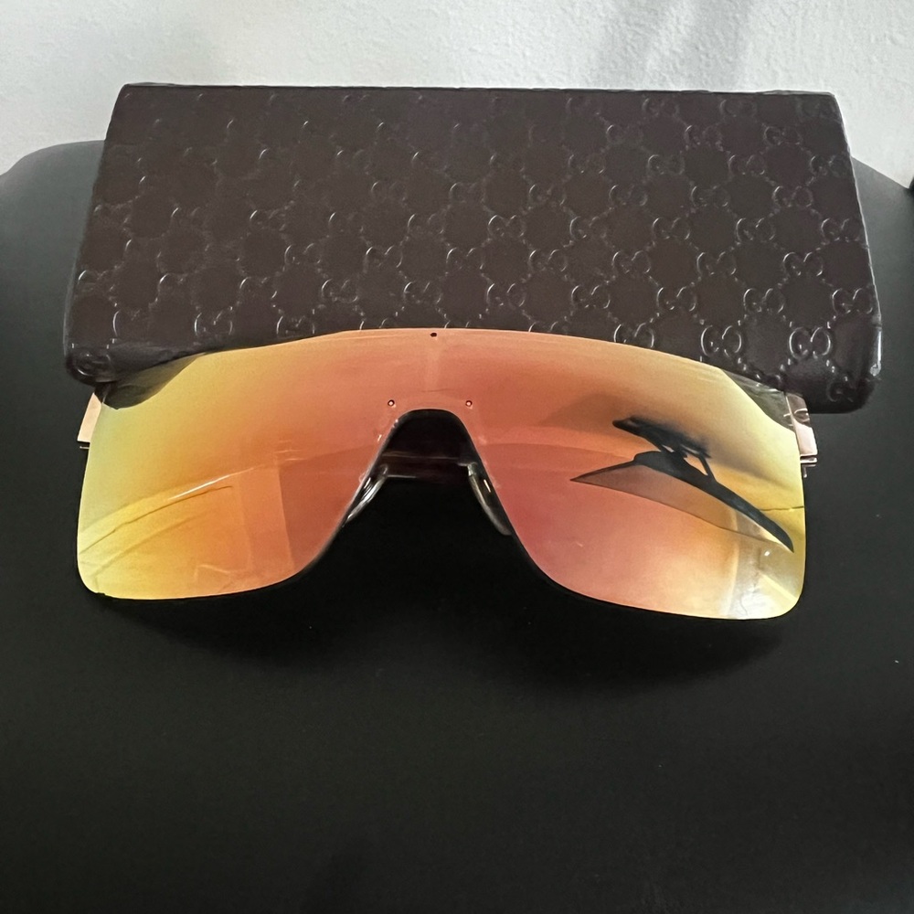 Gucci Rimless Mirrored Shield 4265/S Sunglasses Copper Gold